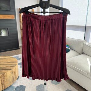 Dennis Basso Burgundy Satin pleated skirt